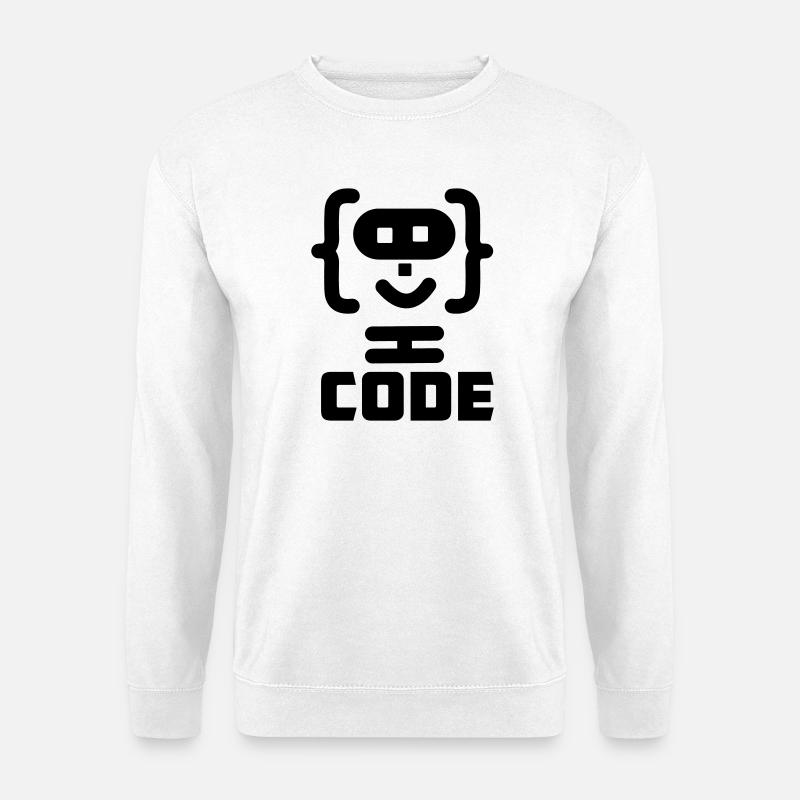 Hacker-Programmierer-Code-Logo mit Text CODE - Unisex Pullover - Weiß