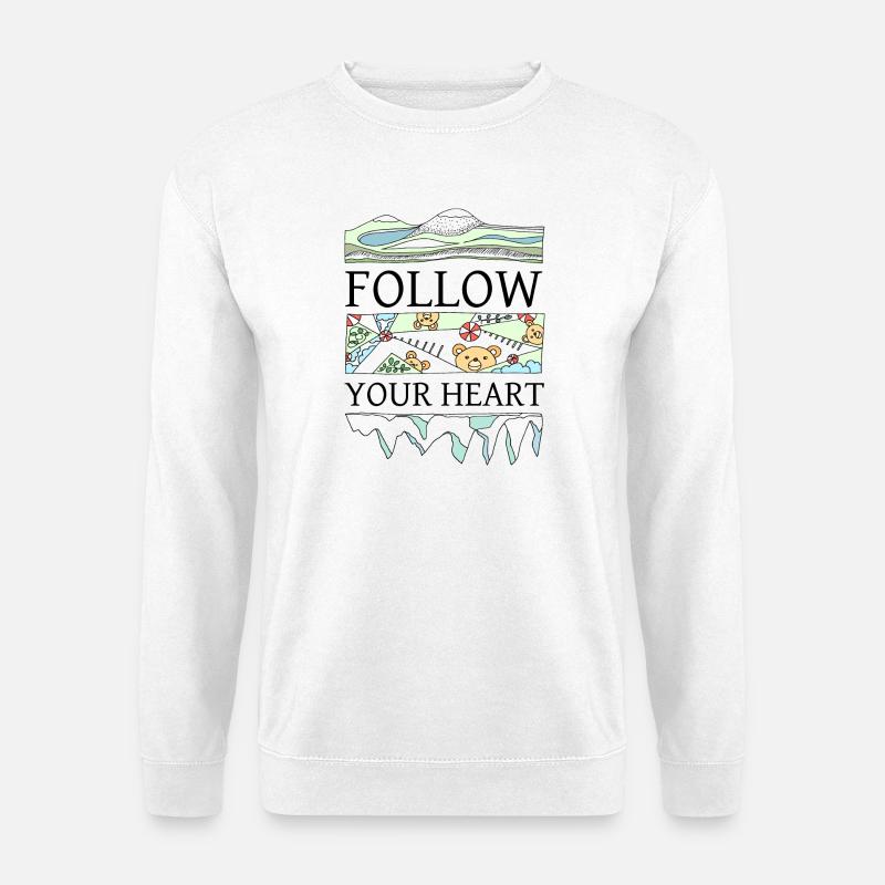 "Follow your heart" schöner Spruch - Unisex Pullover - Weiß