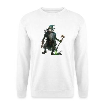 Zombie Wizard Goblin with Staff - Unisex Sweatshirt - white - Front