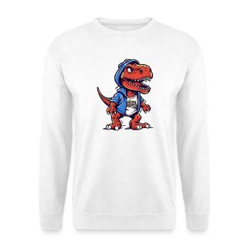 Dino in Hoodie mit Coolem Blick - Unisex Pullover - Weiß - Vorne