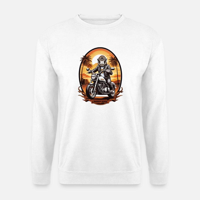 Monkey on motorcycle - Unisex Sweatshirt - white
