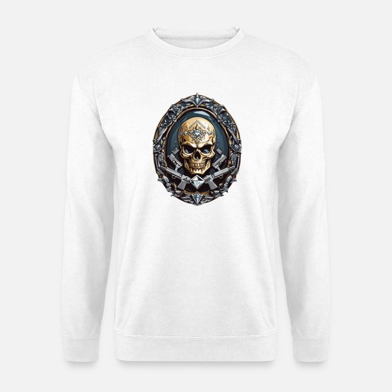Totenkopf mit Diamanten - Unisex Pullover - Weiß