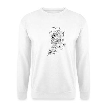 Owl Floral Peony Owl Drawing - Unisex Sweatshirt - white - Front