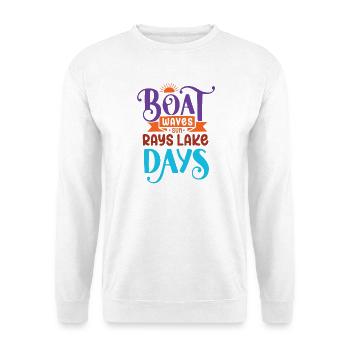 Boat Waves Sun Rays Lake Days - Unisex Sweatshirt - white - Front
