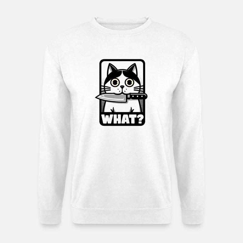 WAS? EINE KATZE MIT MESSER - Unisex Pullover - Weiß
