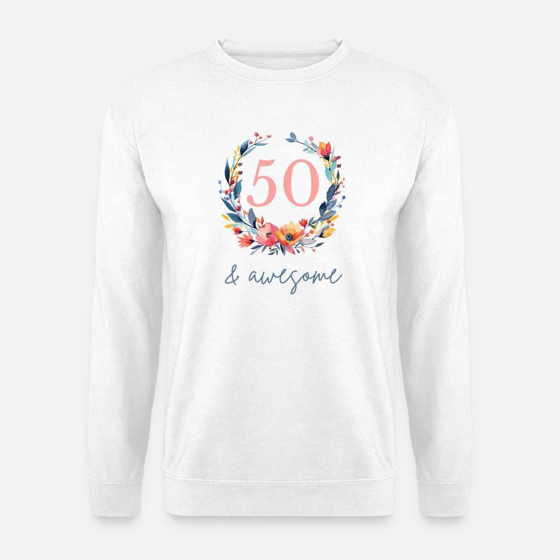 50 & awesome! customizable - Unisex Sweatshirt - white