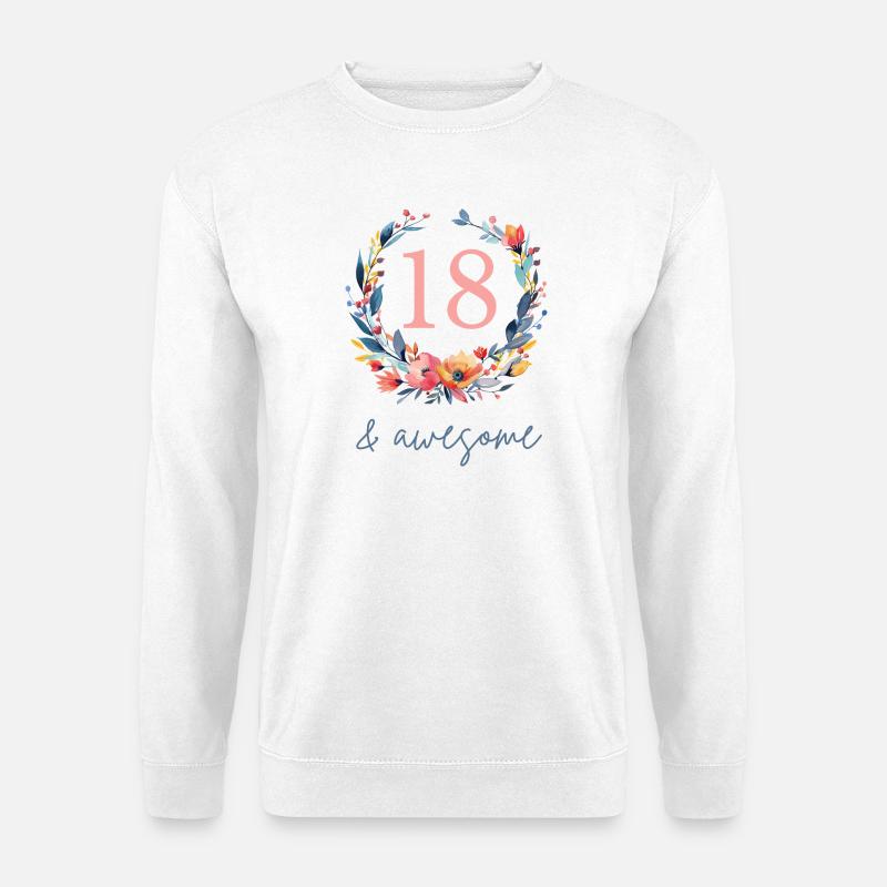 18 & awesome! customizable - Unisex Sweatshirt - white