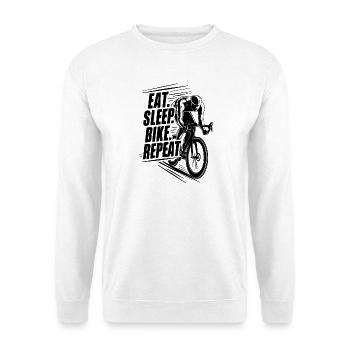 Cycliste en action Silhouette, manger dormir vélo répéter - Sweat-shirt Unisexe - blanc - Devant