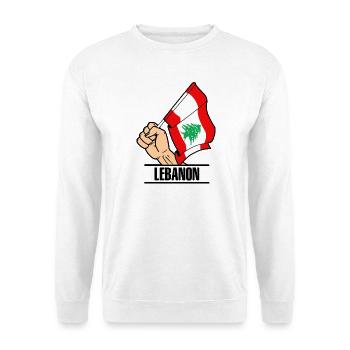 Drapeau Liban poing texte LIBAN - Sweat-shirt Unisexe - blanc - Devant