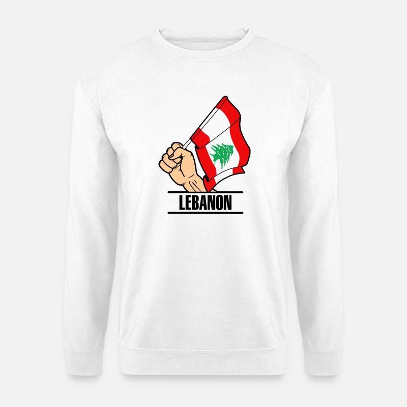 Flagge Libanon faust text LIBANON - Unisex Pullover - Weiß