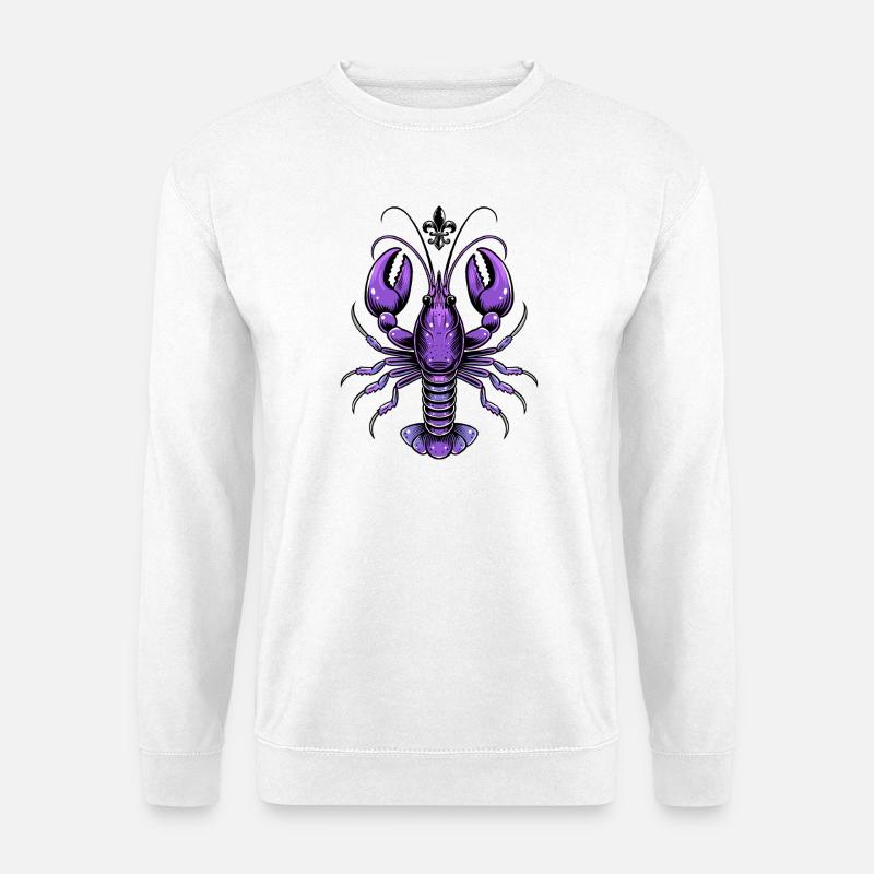 Mardi Gras crawfish with fleur-de-lis design - Unisex Sweatshirt - white