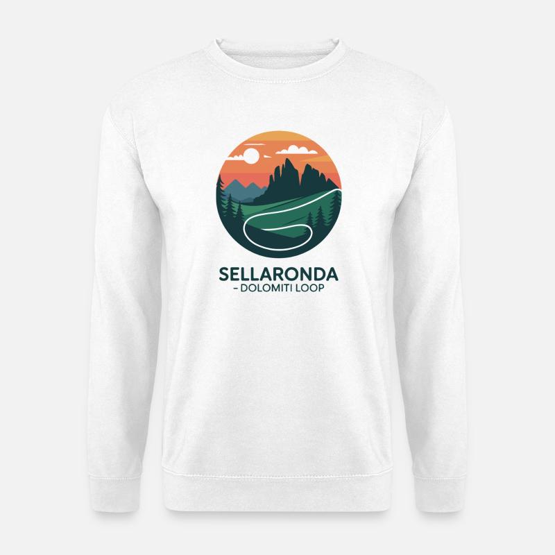 Sellaronda Dolomiti Loop Radsport Kunst - Unisex Pullover - Weiß