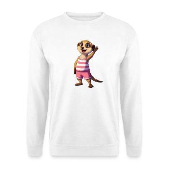 Playful meerkat motif in pink stripes - Unisex Sweatshirt - white - Front
