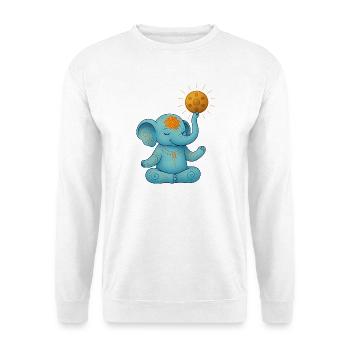 Yoga Elefant mit Handpan Sonne - Unisex Pullover - Weiß - Vorne
