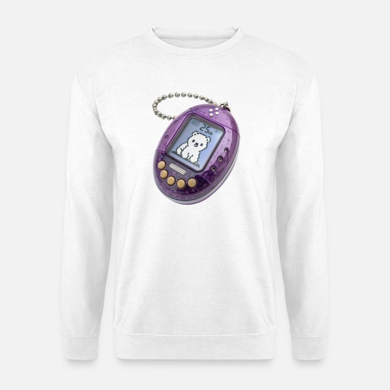 Niedlicher Pixel-Katzenwecker - Unisex Pullover - Weiß