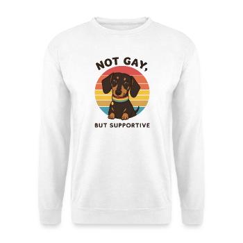 Not Gay But Supportive – Dackel & Regenbogen - Unisex Pullover - Weiß - Vorne