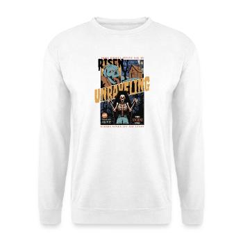 Abandoned House & Halloween Themed Skeleton - Unisex Sweatshirt - white - Front