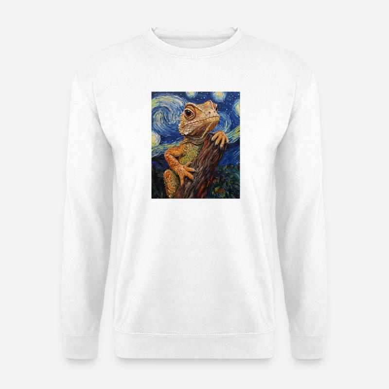 Lizard Van Gogh Style Starry Night - Unisex Sweatshirt - white