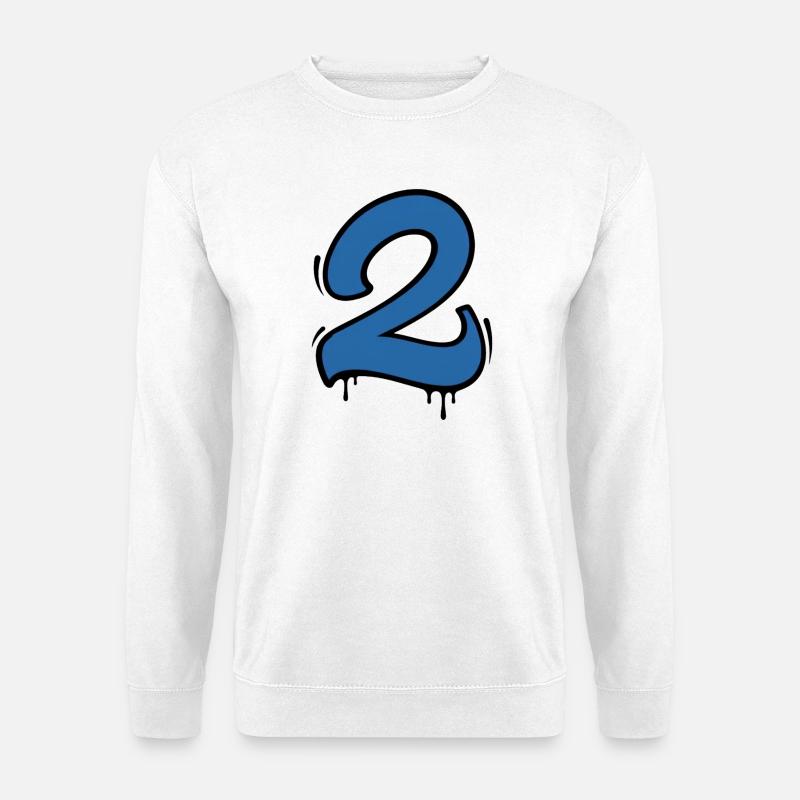 Graffiti Zahl 2 Blau - Unisex Pullover - Weiß