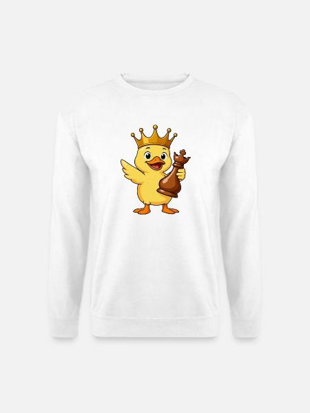 Funny Duck Chess Player King Queen Cartoon - Unisex Sweatshirt - white