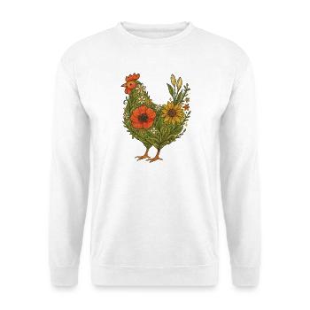 Floral Hen Garden Art Chick - Unisex Sweatshirt - white - Front