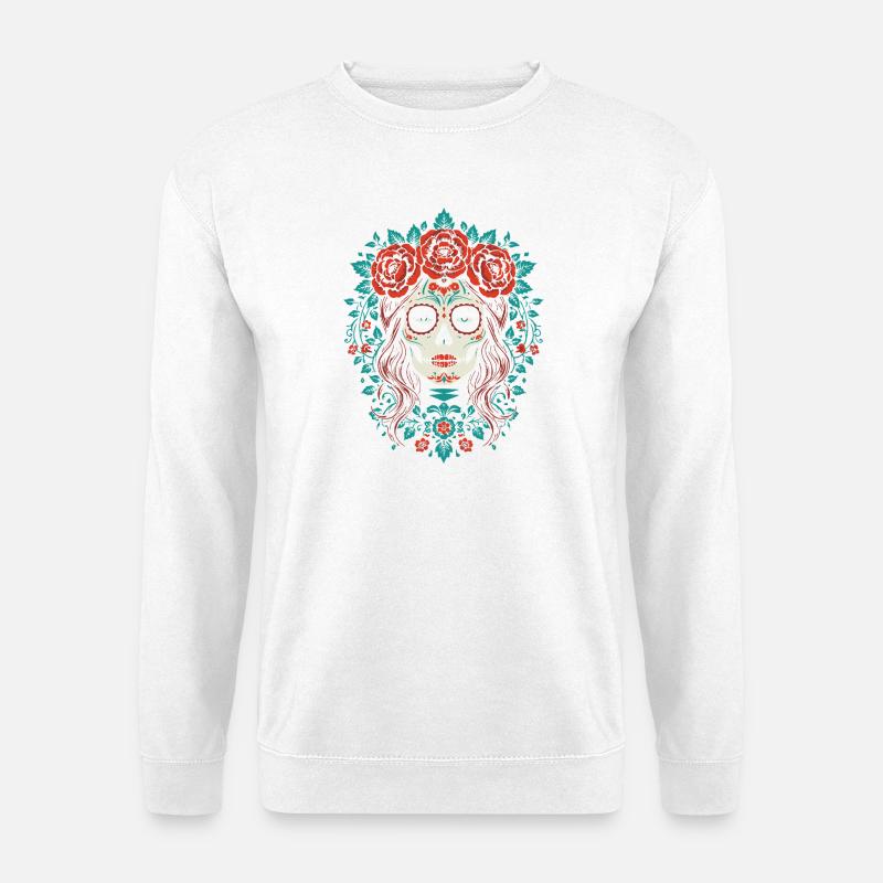 Zuckerschädel Blumenkrone - Unisex Pullover - Weiß