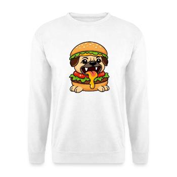 Drôle de carlin avec burger cheeseburger restauration rapide - Sweat-shirt Unisexe - blanc - Devant