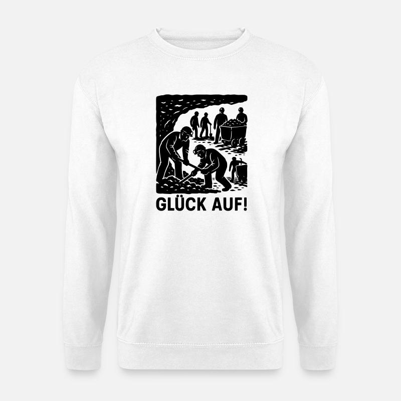 Glück Auf Bergbau Bergmann Arbeit Zeche Historisch - Unisex Pullover - Weiß