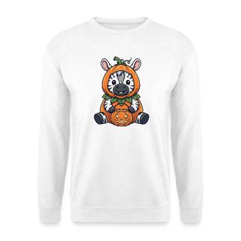Mignon zèbre d’Halloween avec chapeau et lanterne citrouille - Sweat-shirt Unisexe - blanc - Devant