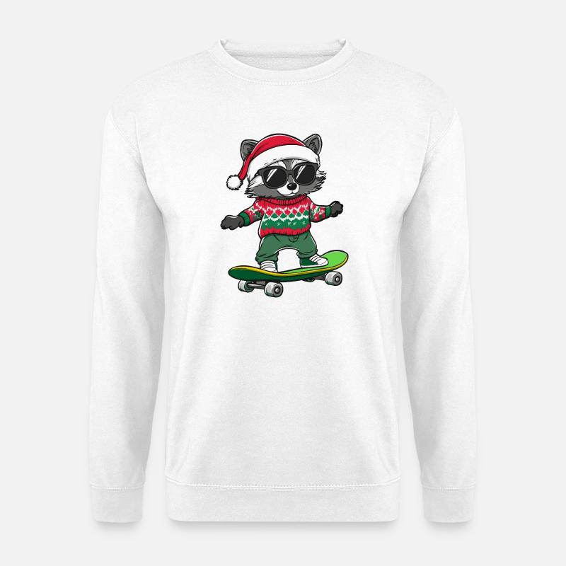 Waschbär Weihnachten Lustig - Unisex Pullover - Weiß