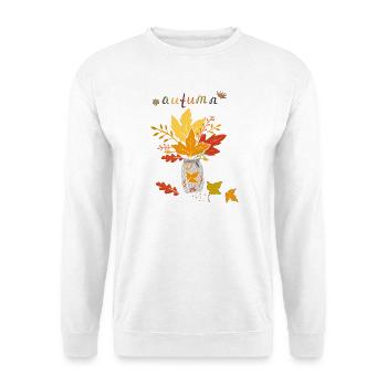 Herbstlaub  - Unisex Pullover - Weiß - Vorne - Alina (178cm) & Michal (187cm)