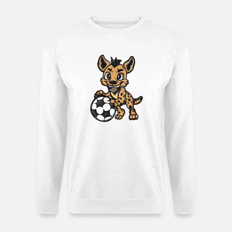 Hyäne mit Fußballball - Unisex Pullover - Weiß
