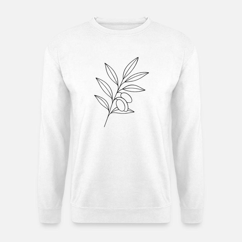 Olivenzweig Linienkunst - Unisex Pullover - Weiß