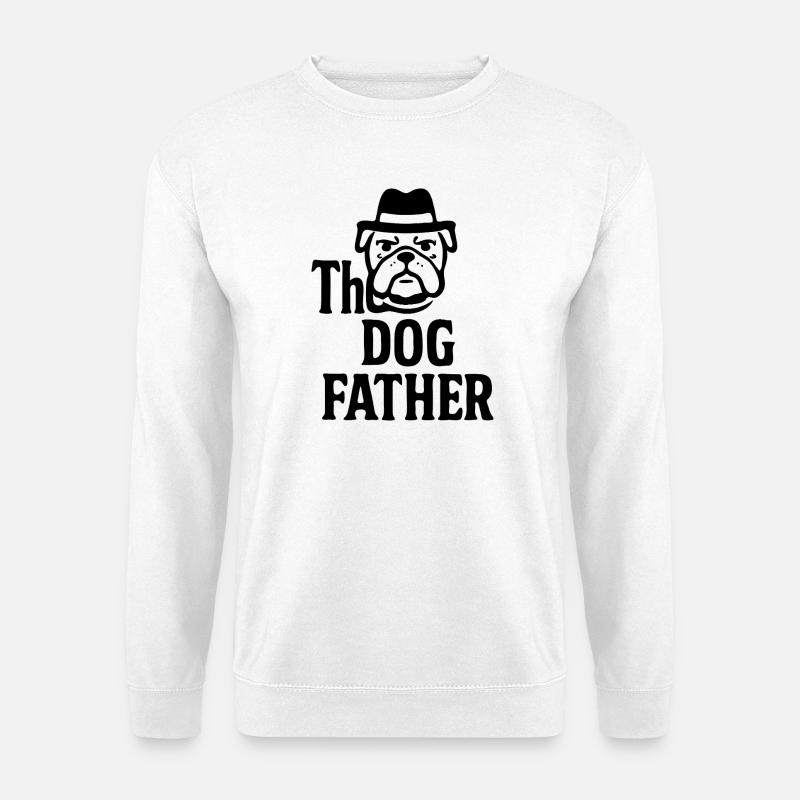 Das Maskottchen-Maskottchen-Design des Hundevaters Bulldoggenhuts - Unisex Pullover - Weiß