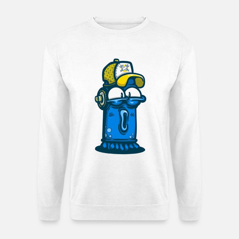 Aerosoldose mit Graffiti-Gesicht - Unisex Pullover - Weiß