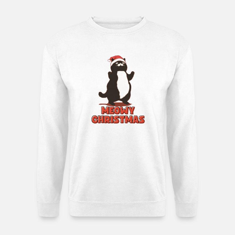 Meowy Christmas – Dicke Weihnachtskatze - Unisex Pullover - Weiß