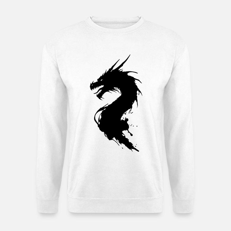 Schwarzer Drachen - Unisex Pullover - Weiß
