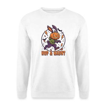 Hop & Haunt Pumpkin Bunny Halloween - Sweat-shirt Unisexe - blanc - Devant