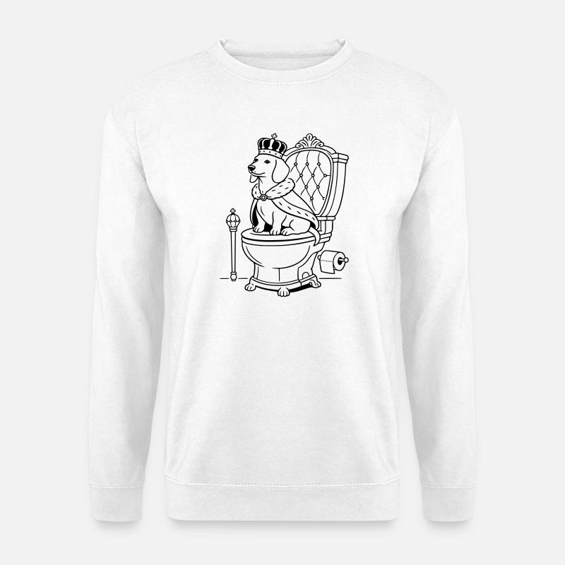 dackel thron toilette line art - Unisex Pullover - Weiß