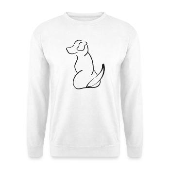 Hund Dog Umriss Linie Outline Minimal Silhouette - Unisex Pullover - Weiß - Vorne