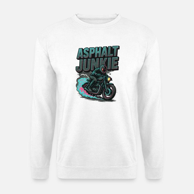 Asphalt Junkie – Motorrad - Unisex Pullover - Weiß