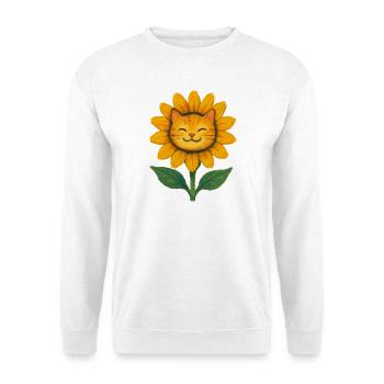 Sonnenblumen-Katzen-Lächeln Aquarell - Unisex Pullover - Weiß - Vorne