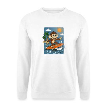 Dessin animé du singe surfeur - Design tropical d’été - Sweat-shirt Unisexe - blanc - Devant