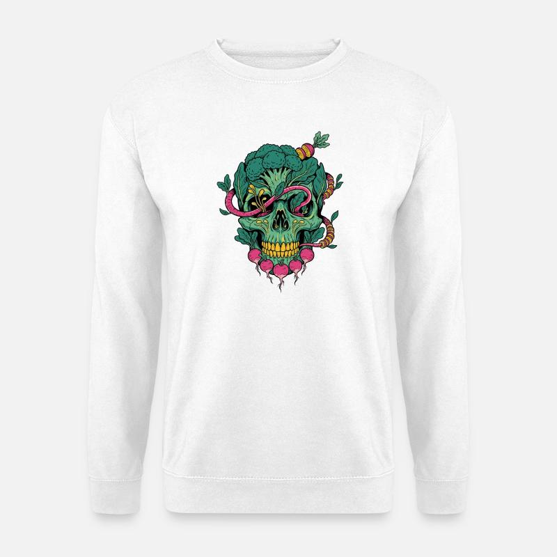 Gemüse-Schädel mit Pflanzenspiralen - Unisex Pullover - Weiß