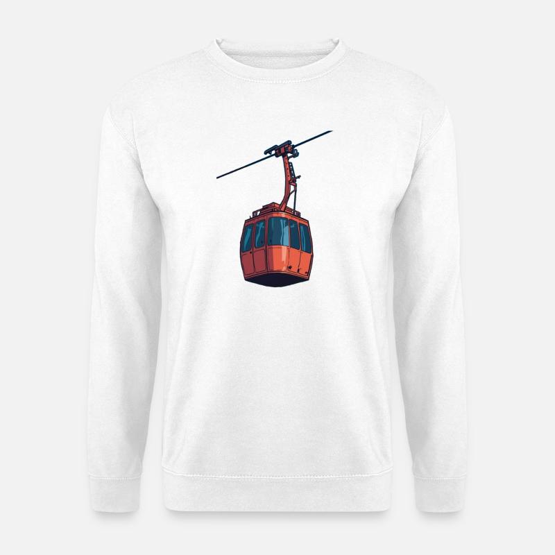 Rote Seilbahn Gondel Illustration - Unisex Pullover - Weiß