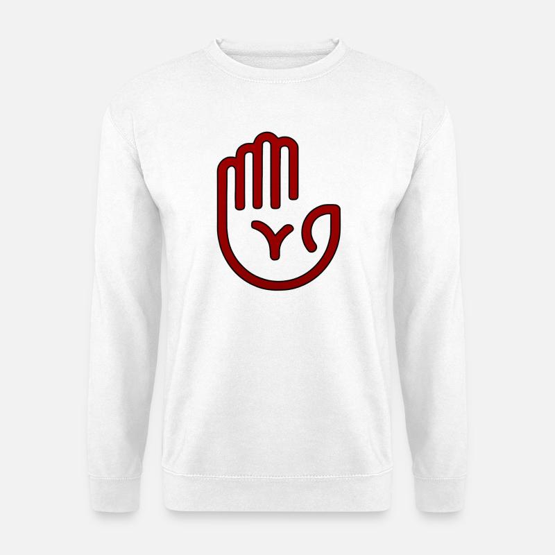 Roter Minimal-Handabdruck - Unisex Pullover - Weiß
