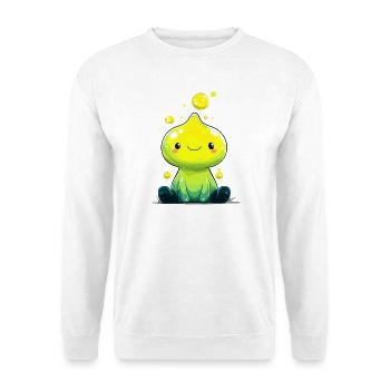 Kleiner Neon-Slime mit Lächeln - Unisex Pullover - Weiß - Vorne