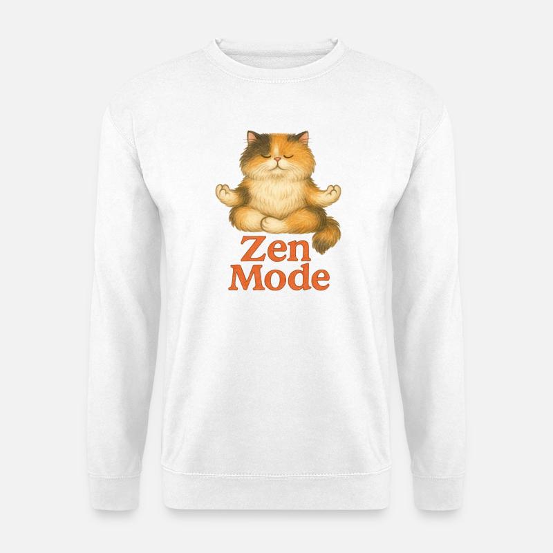 Zen-Mode-Katzenmeditation - Unisex Pullover - Weiß