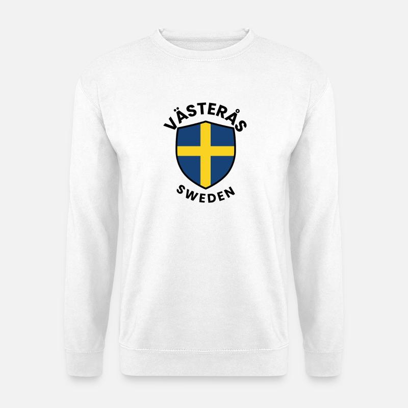 Swedish Flag Shield Emblem - Unisex Sweatshirt - white