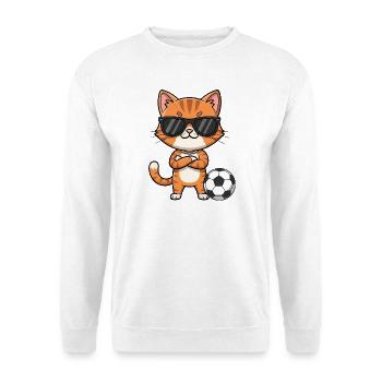 Süße Katze Cartoon Fußball Sonnenbrille Spieler - Unisex Pullover - Weiß - Vorne